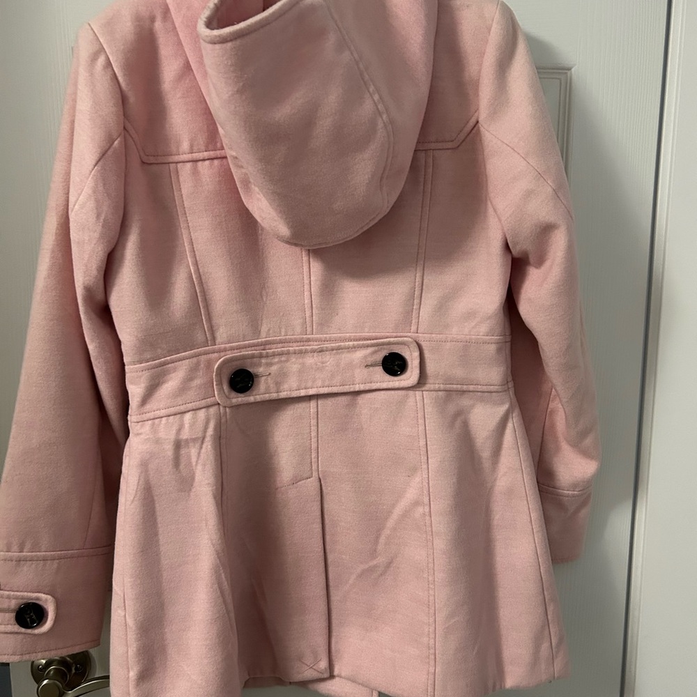 Eclipse Pink Hooded Peacoat Double-Breasted Jacket - Picture 2 of 4